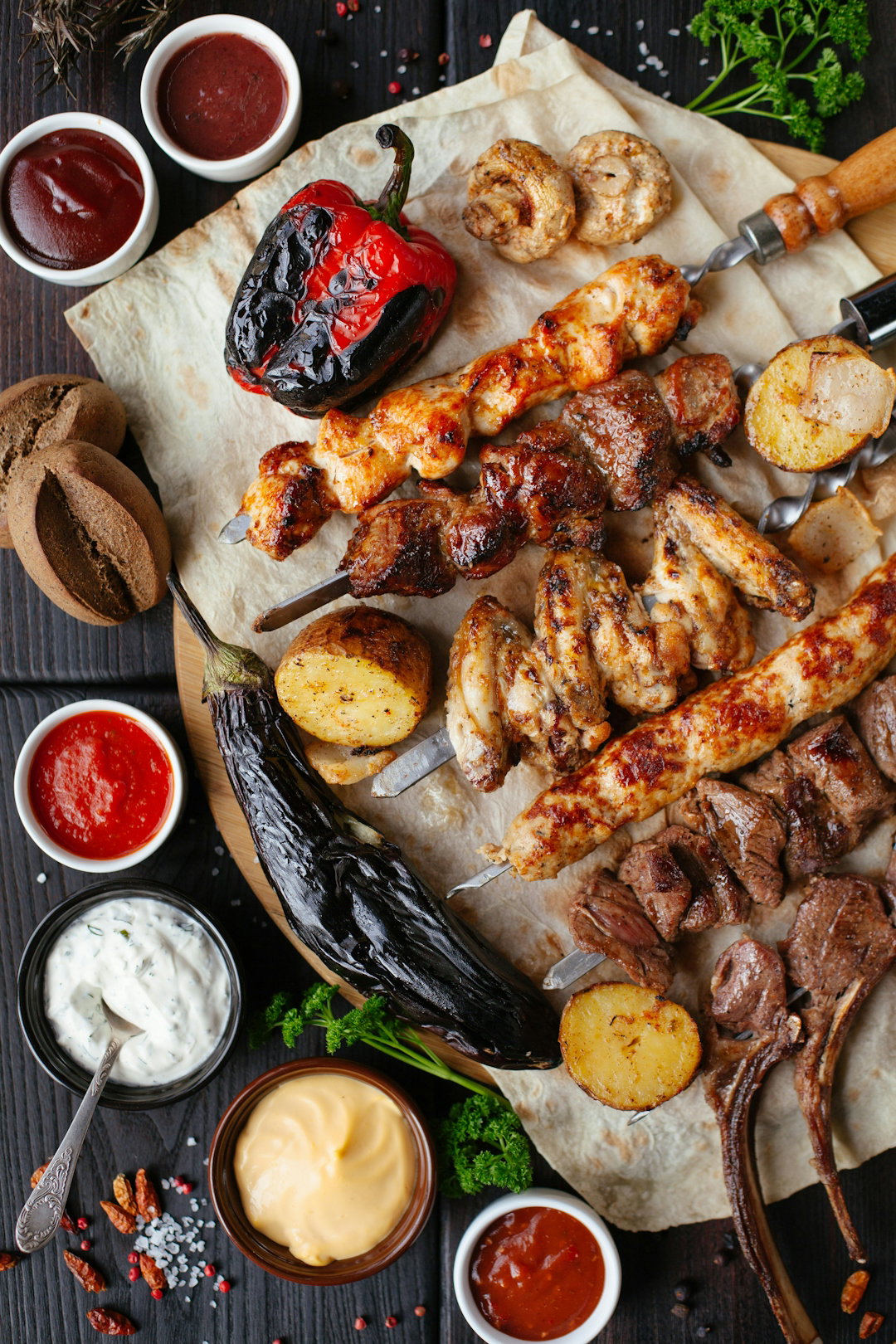 grilled-meat-and-vegetable-on-the-table.jpg grilled meat and vegetable on the table